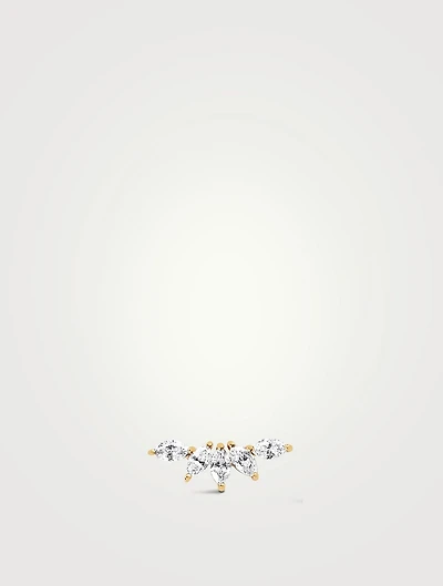 14K Gold Marquise Diamond Fan Earring