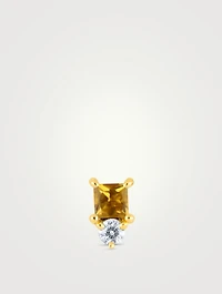 14K Gold November Birthstone Stud Earring With Citrine And Diamond