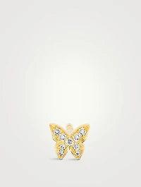 Baby 14K Gold Butterfly Stud Earring With Diamonds