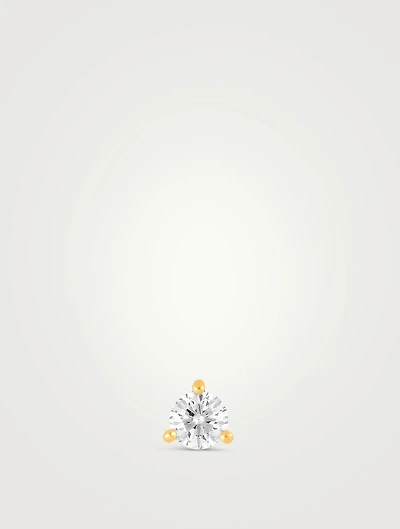 14K Gold Core Solitaire Diamond Stud Earring