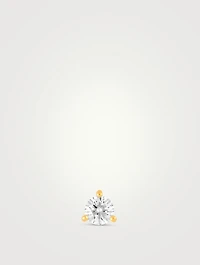 14K Gold Core Solitaire Diamond Stud Earring