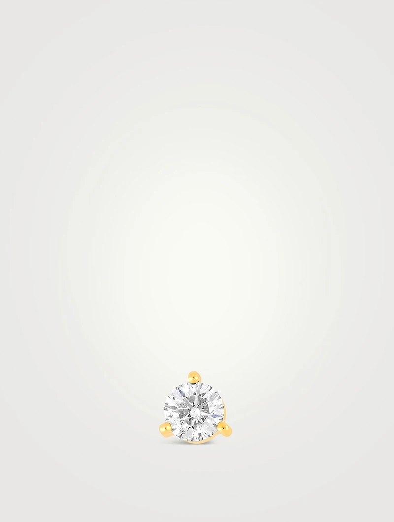 Jumbo 14K Gold Solitaire Diamond Stud Earring