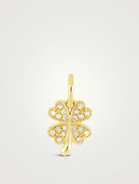 14K Gold Clover Charm Earring With Diamonds