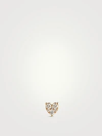14K Gold Heart Stud Earring With Diamonds
