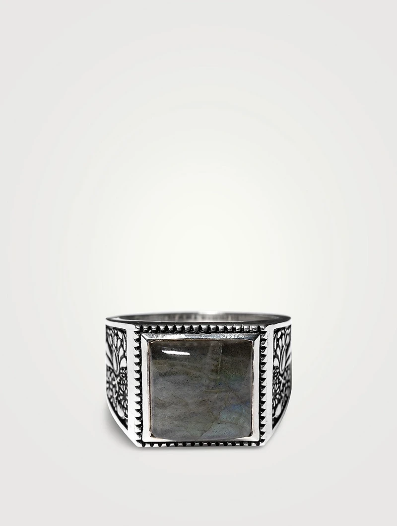 Sterling Silver Buick Ring With Labradorite