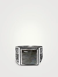 Sterling Silver Buick Ring With Labradorite