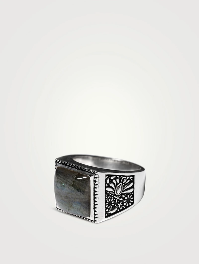 Sterling Silver Buick Ring With Labradorite