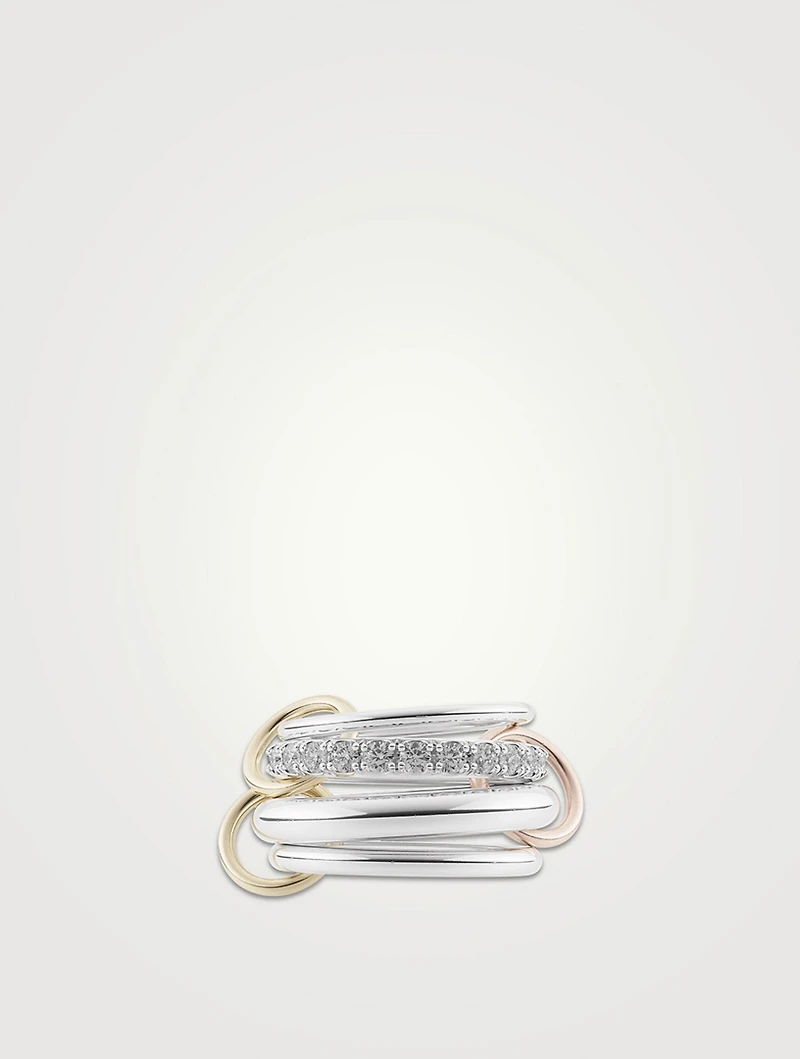 Janssen SG Gris Silver And 18K Gold Ring With Diamonds