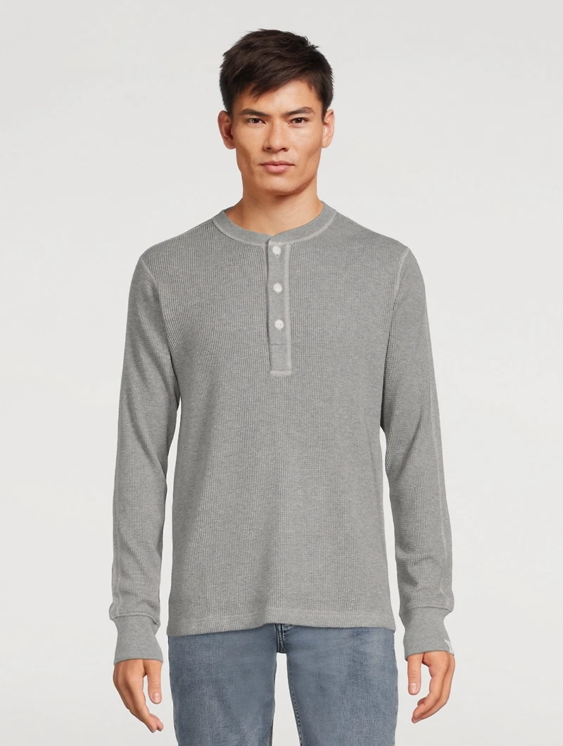 Garment Dyed Waffle Henley Shirt