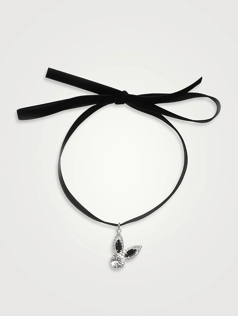 Velvet Choker With Rabbit Crystal Charm