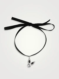 Velvet Choker With Rabbit Crystal Charm