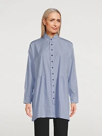 Double Stand Collar Pleated Shirt