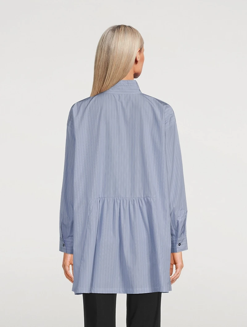 Double Stand Collar Pleated Shirt