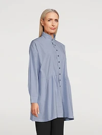 Double Stand Collar Pleated Shirt