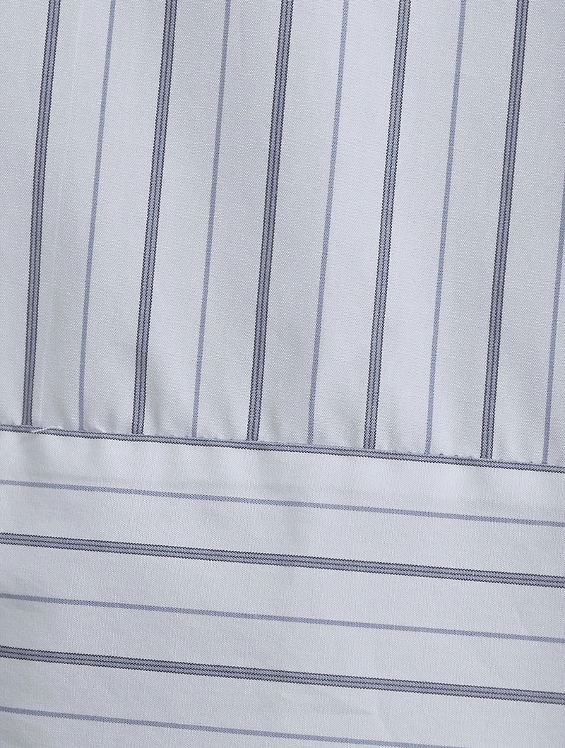 Double Stand Collar Shirt Stripe Print