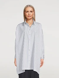 Folded-Cuff Cotton Shirt Stripe Print