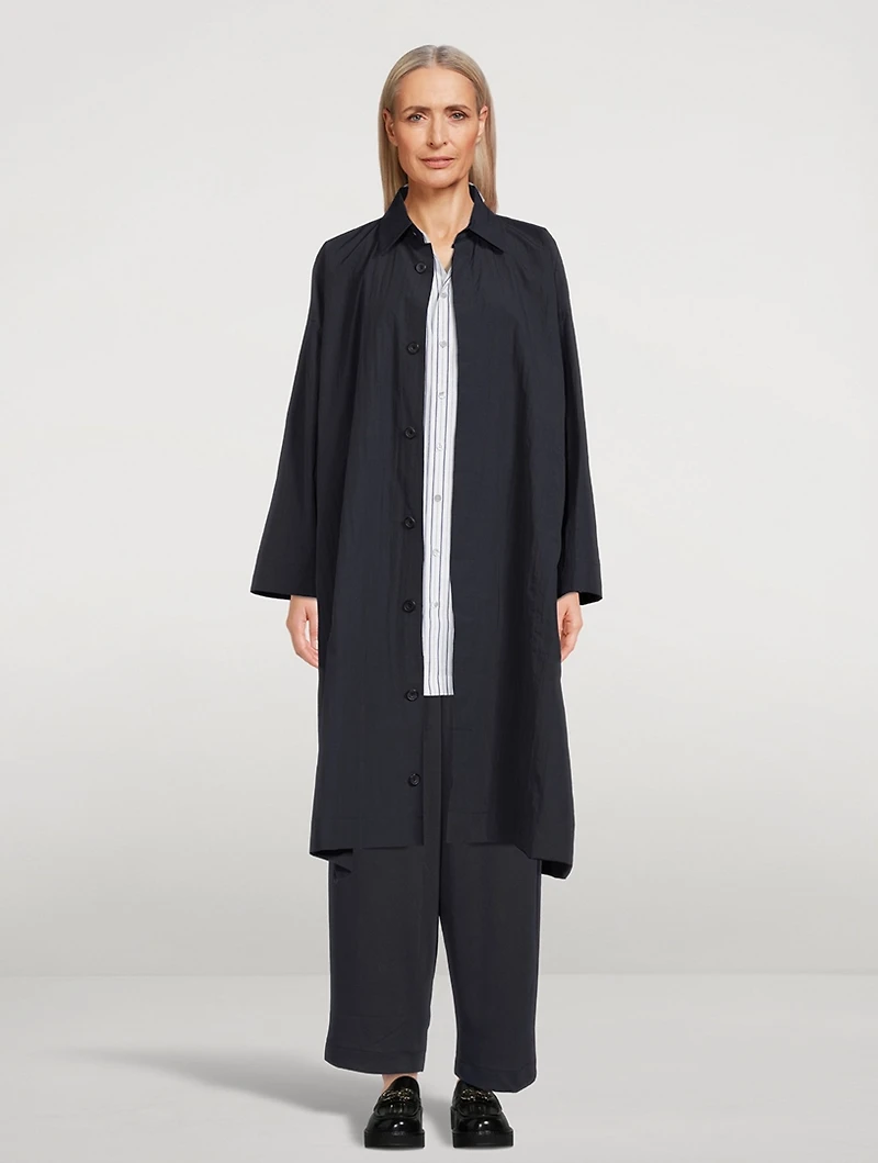 Folded-Cuff Cotton Shirt Stripe Print