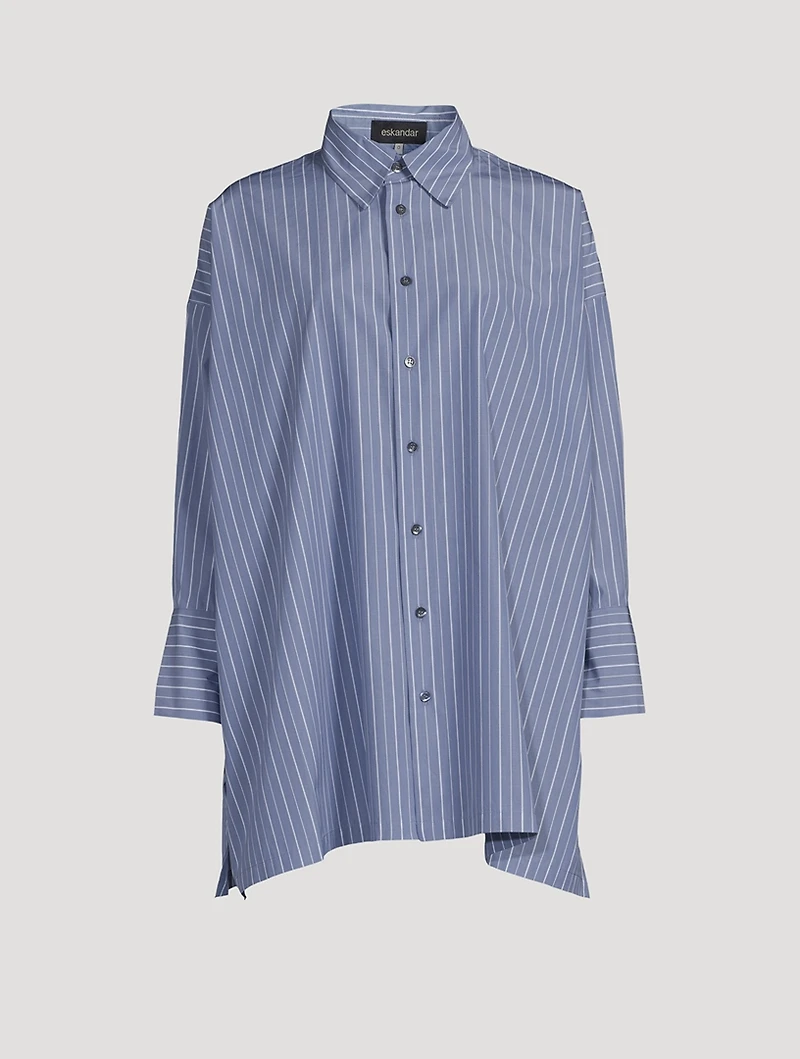 A-Line Cotton Shirt Stripe Print