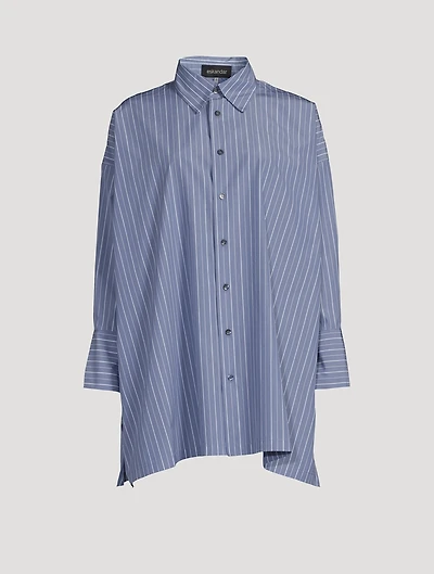 A-Line Cotton Shirt Stripe Print
