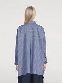 A-Line Cotton Shirt Stripe Print