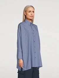 A-Line Cotton Shirt Stripe Print