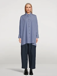 A-Line Cotton Shirt Stripe Print