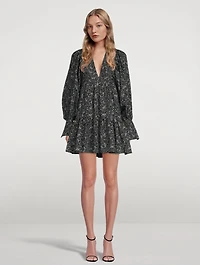 Denise Pintuck Mini Dress Floral Print