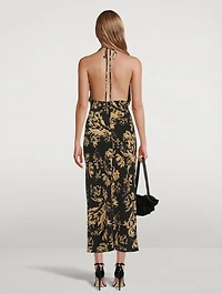 Dawn Silk Halter Dress Floral Print