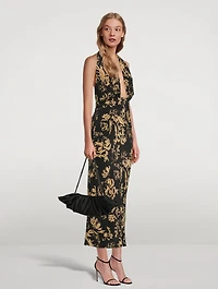Dawn Silk Halter Dress Floral Print