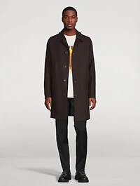 Wool And Nylon Coat With Hood