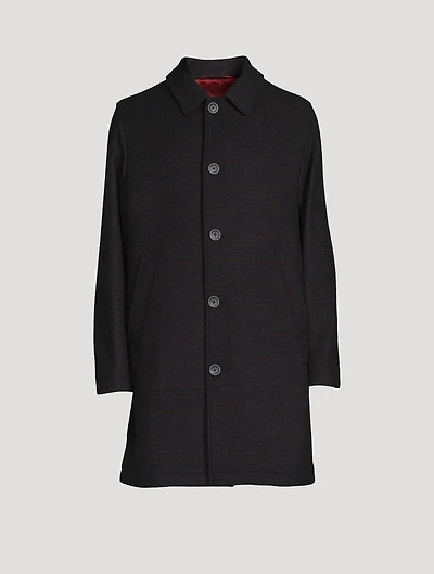 Wool-Blend Plaid Coat