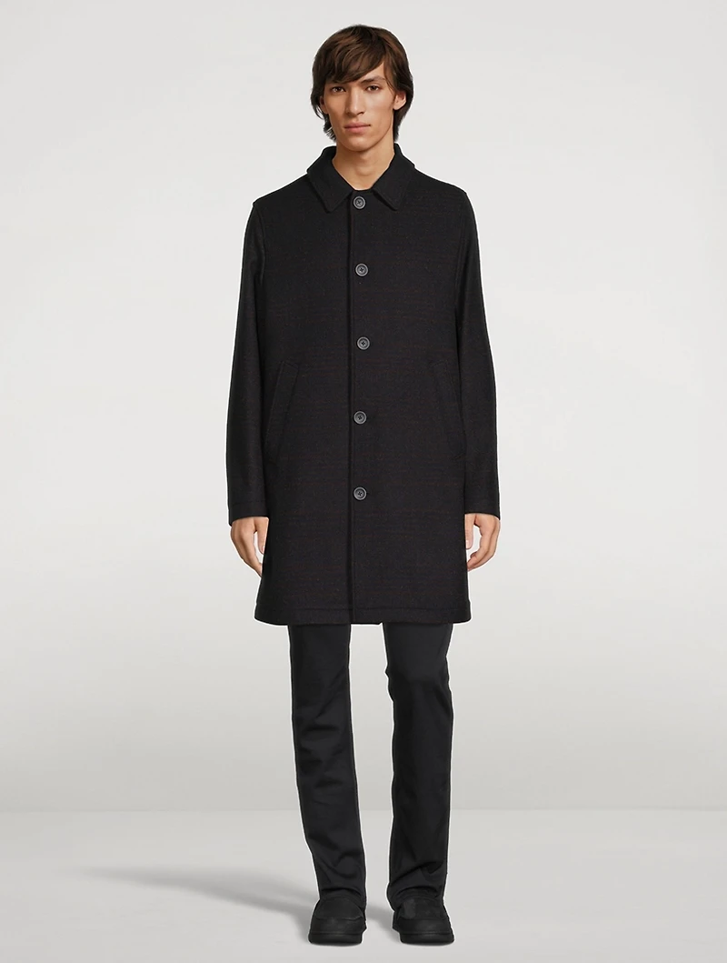 Wool-Blend Plaid Coat