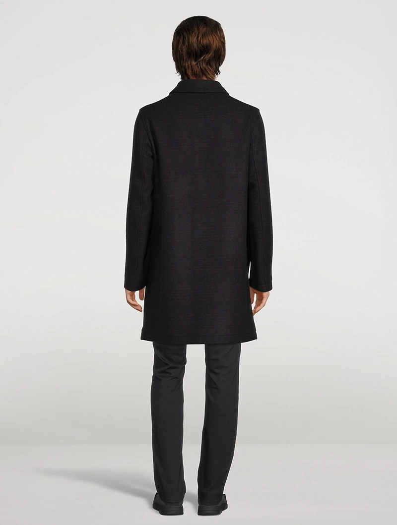 Wool-Blend Plaid Coat