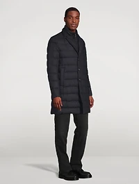 Wool-Blend Quilted Down Coat With Bib