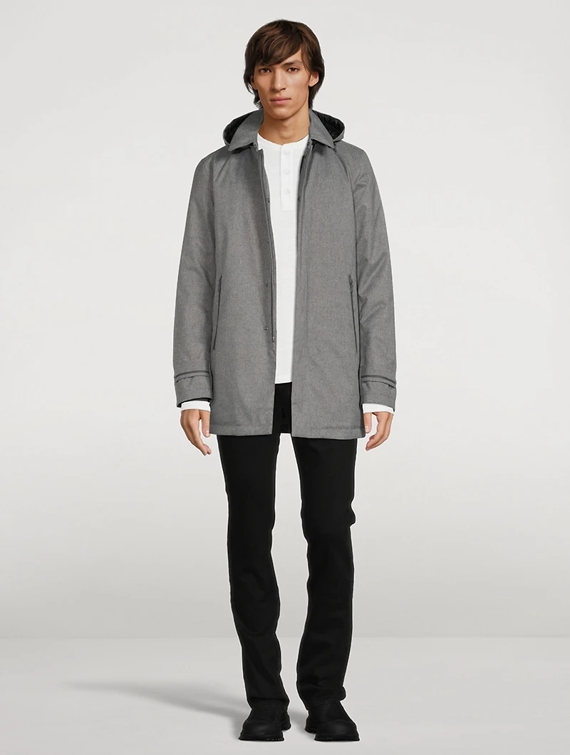 Down Car Coat With Removable Hood
