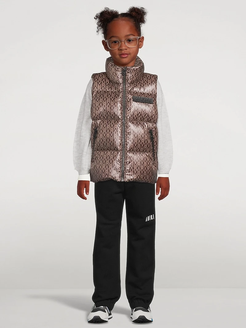 Kids Charlee Light Down Puffer Vest Monogram Print