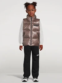 Kids Charlee Light Down Puffer Vest Monogram Print