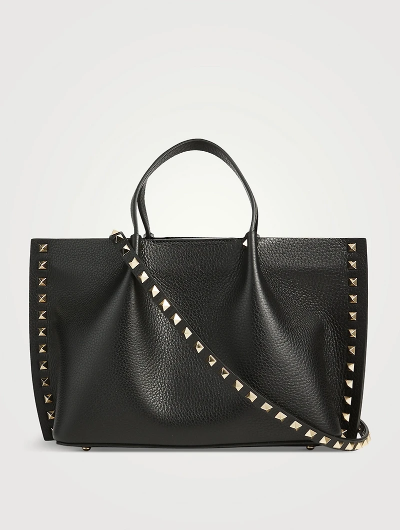 Small Rockstud Leather Tote Bag