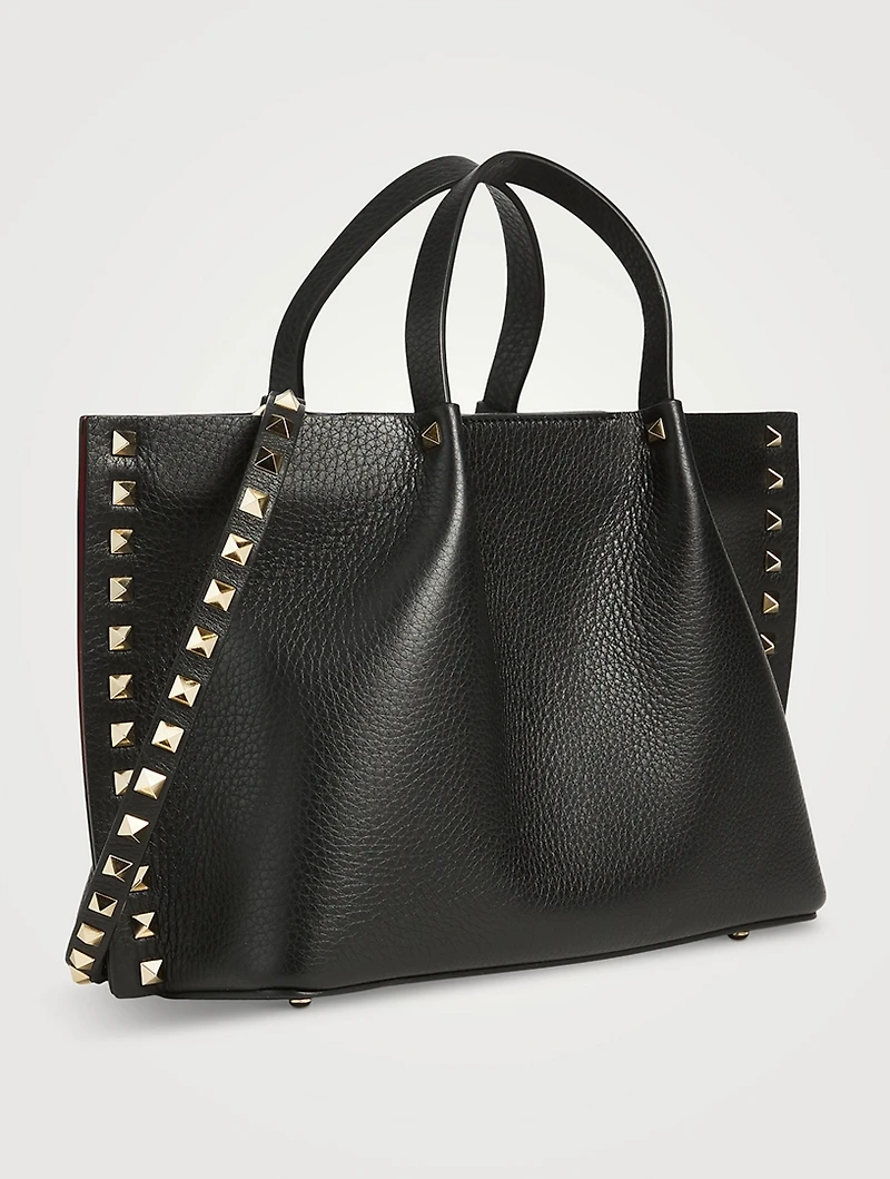 Small Rockstud Leather Tote Bag