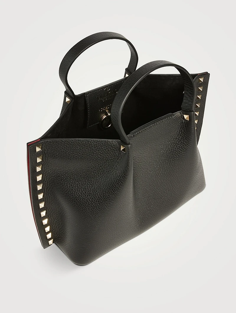 Small Rockstud Leather Tote Bag