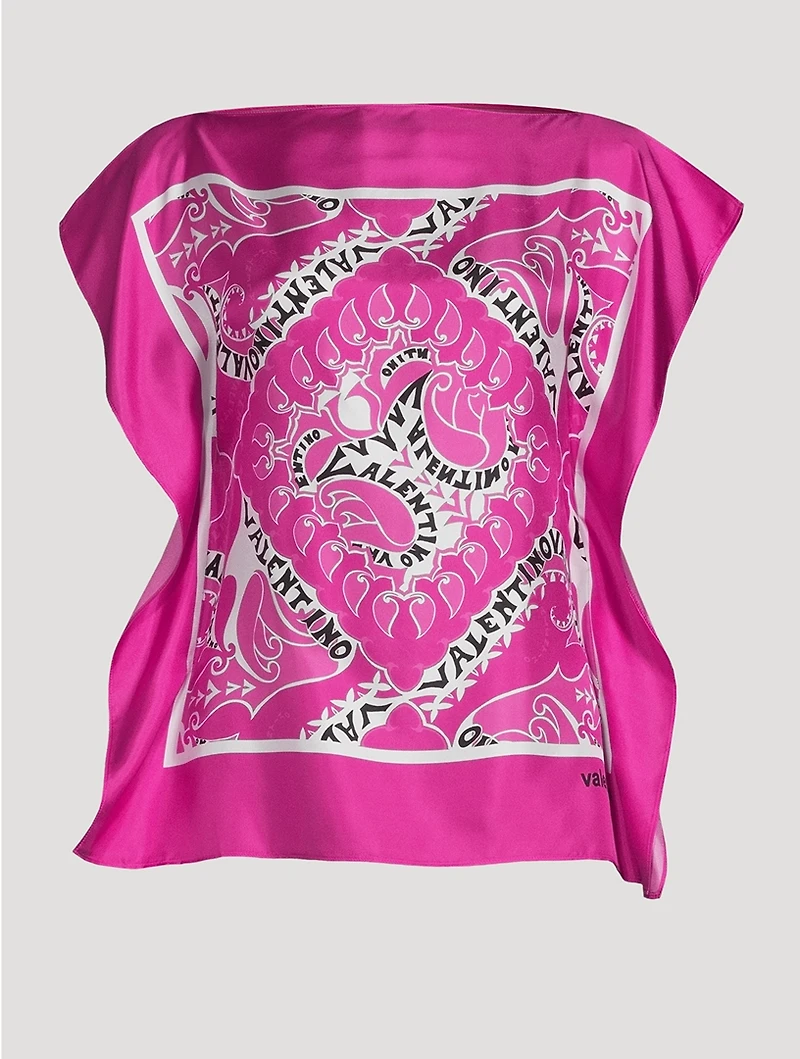 Silk Scarf Top Bandana Print
