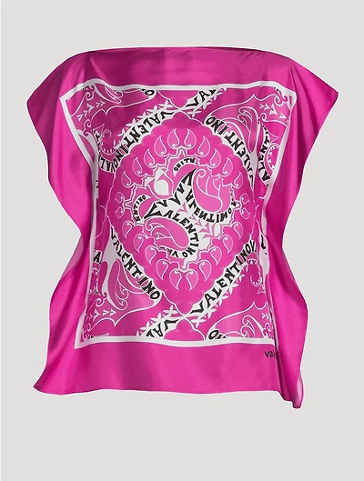Silk Scarf Top Bandana Print