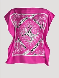 Silk Scarf Top Bandana Print