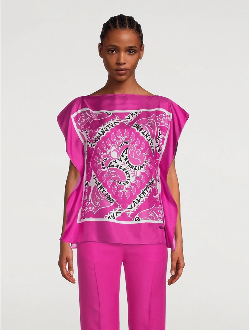 Silk Scarf Top Bandana Print