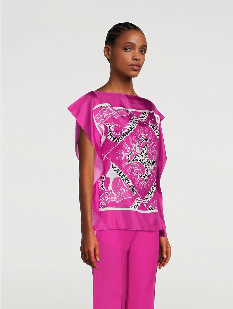 Silk Scarf Top Bandana Print