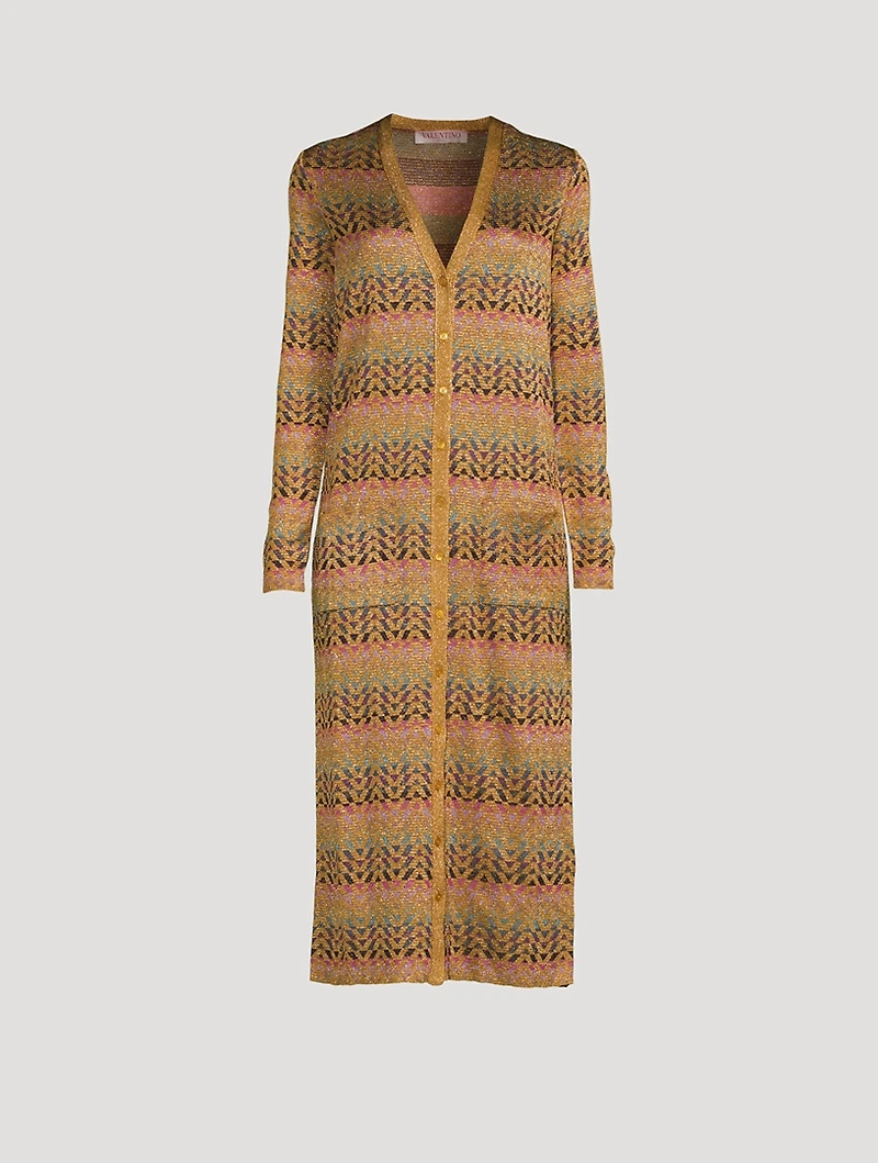 V Optical Lurex Knit Cardigan
