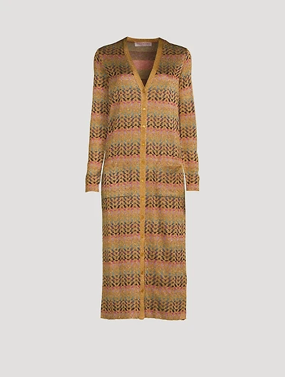 V Optical Lurex Knit Cardigan