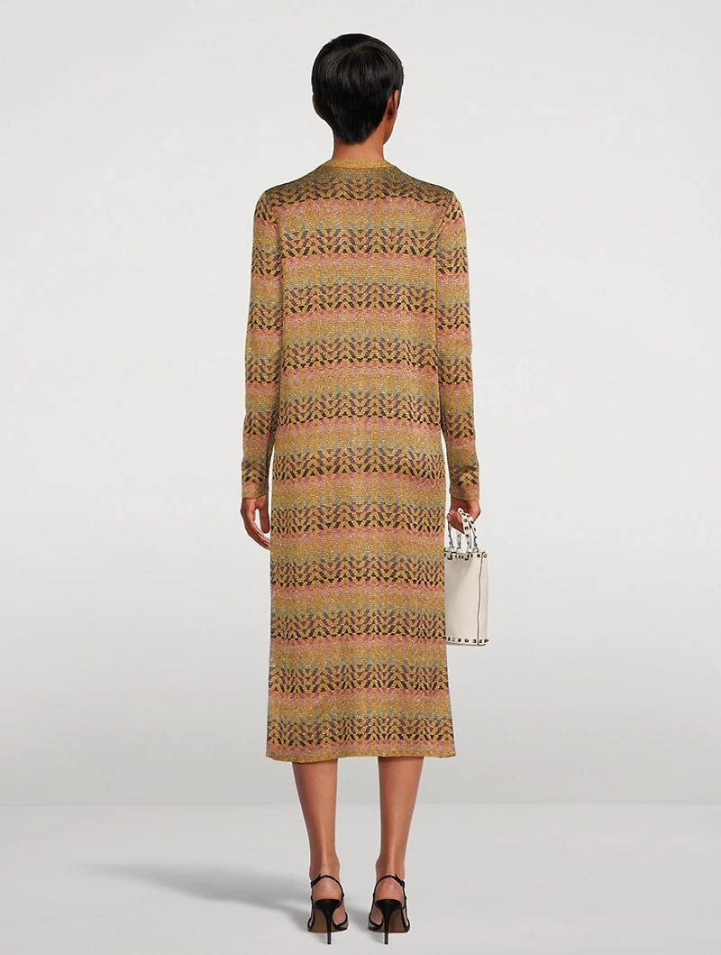 V Optical Lurex Knit Cardigan