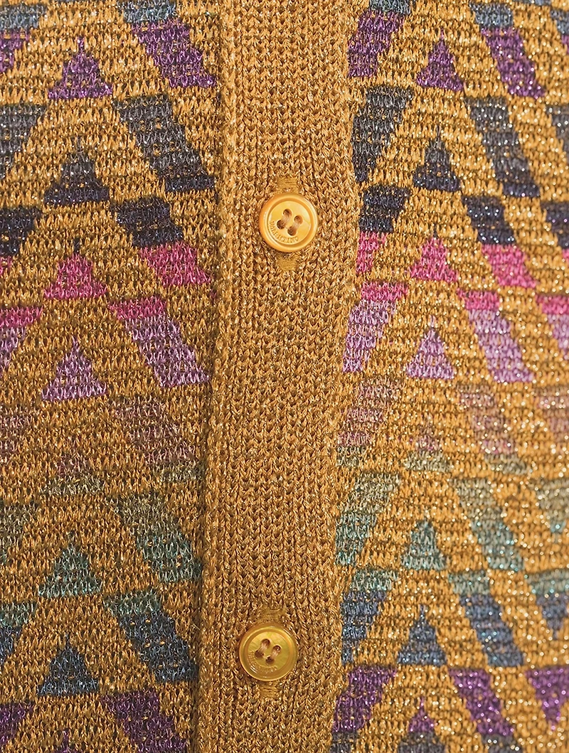 V Optical Lurex Knit Cardigan