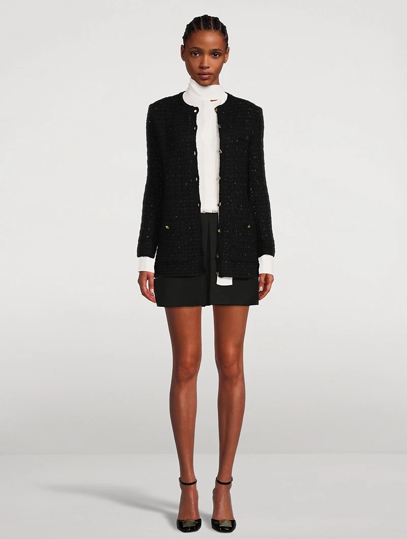 Sequin-Embellished Tweed Jacket